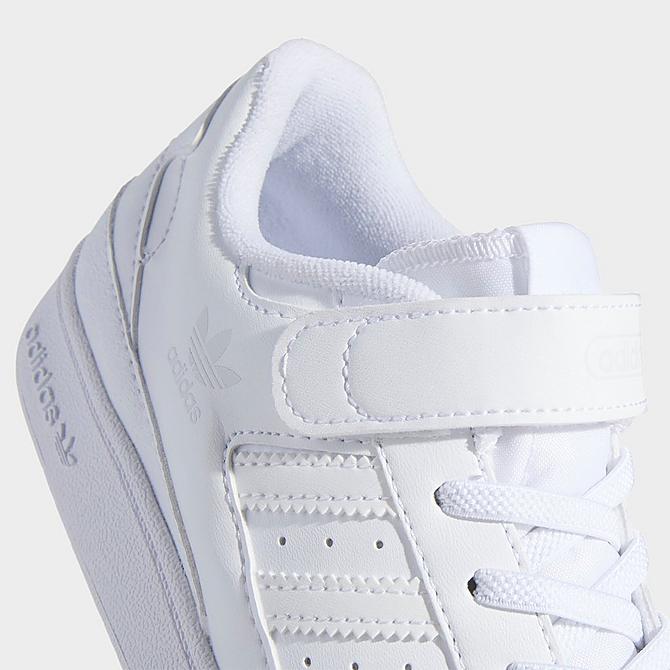 Front view of Little Kids' adidas Originals Forum Low Casual Shoes in White/White/White Click to zoom