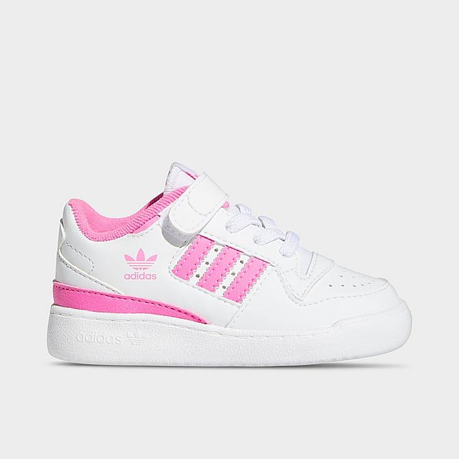 Right view of Girls' Toddler adidas Originals Forum Low Casual Shoes in Cloud White/Screaming Pink/Cloud White Click to zoom