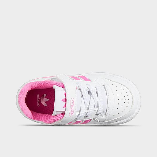 Back view of Girls' Toddler adidas Originals Forum Low Casual Shoes in Cloud White/Screaming Pink/Cloud White Click to zoom