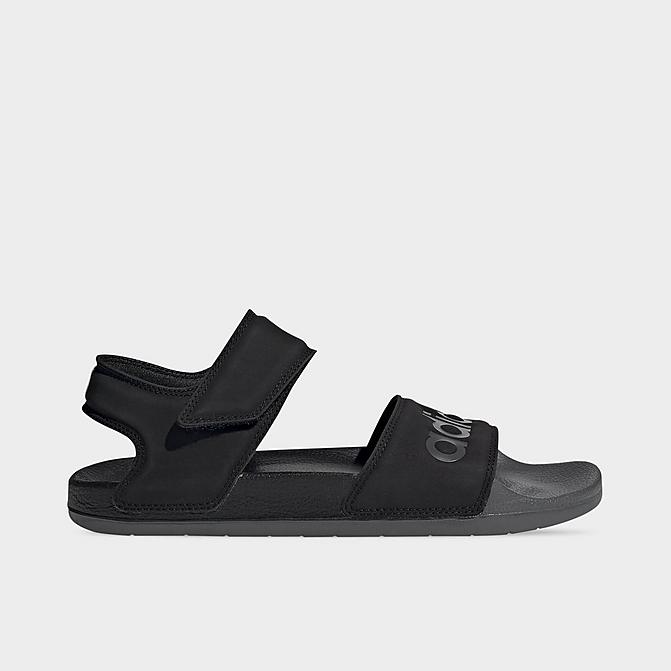 Right view of Men's adidas Adilette Athletic Sandals in Black/Grey/Black Click to zoom