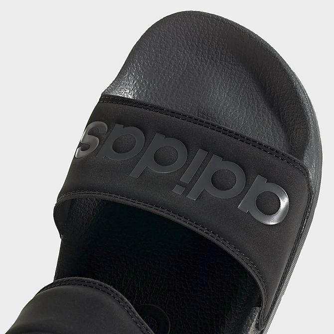 Front view of Men's adidas Adilette Athletic Sandals in Black/Grey/Black Click to zoom