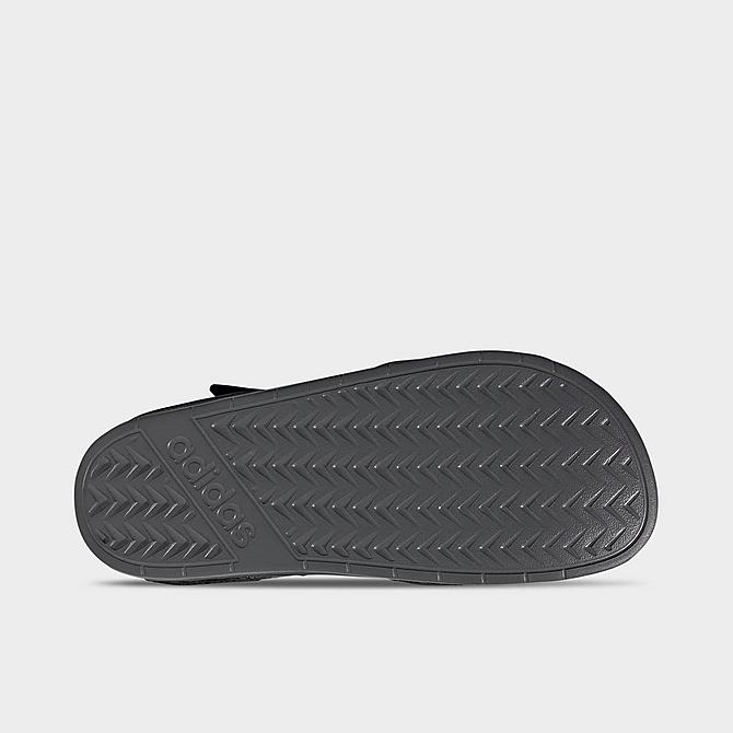 Bottom view of Men's adidas Adilette Athletic Sandals in Black/Grey/Black Click to zoom
