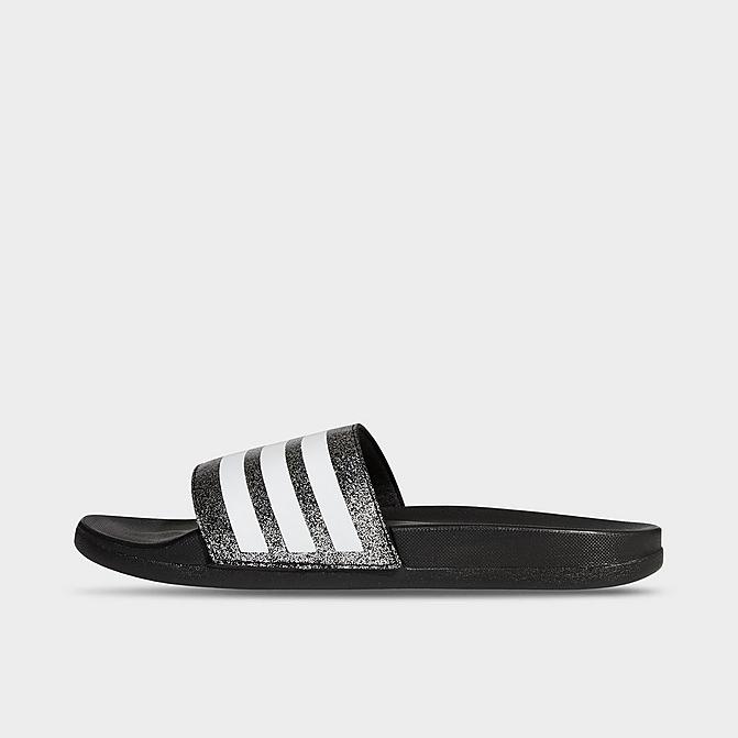 Right view of Big Kids' adidas adilette Comfort Slide Sandals in Black/White/Black Click to zoom