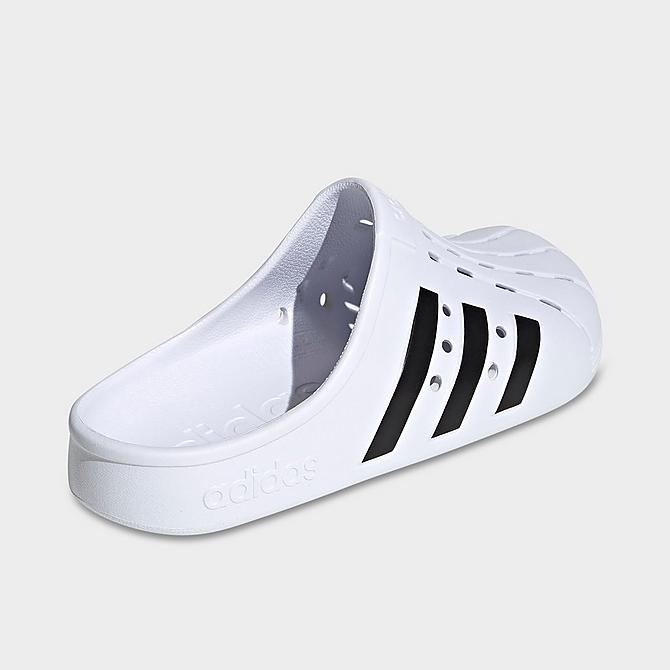 Left view of Men's adidas adilette Clog Shoes in White/Black/White Click to zoom