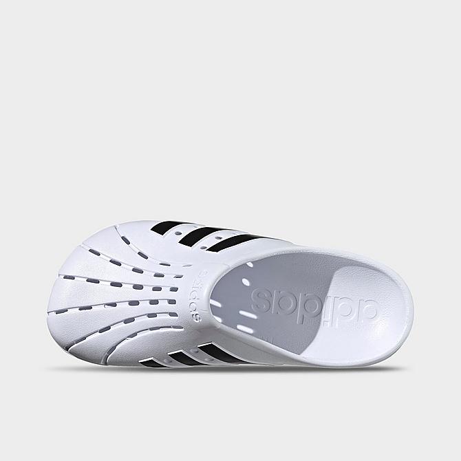 Back view of Men's adidas adilette Clog Shoes in White/Black/White Click to zoom