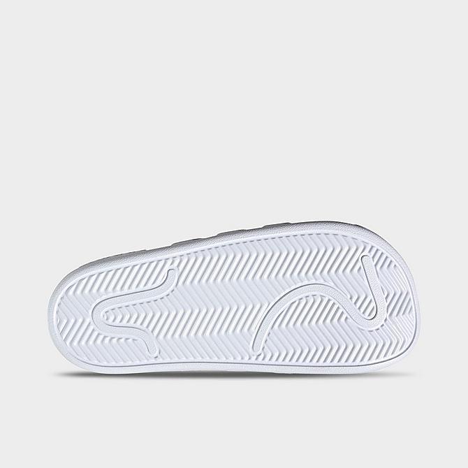 Bottom view of Men's adidas adilette Clog Shoes in White/Black/White Click to zoom