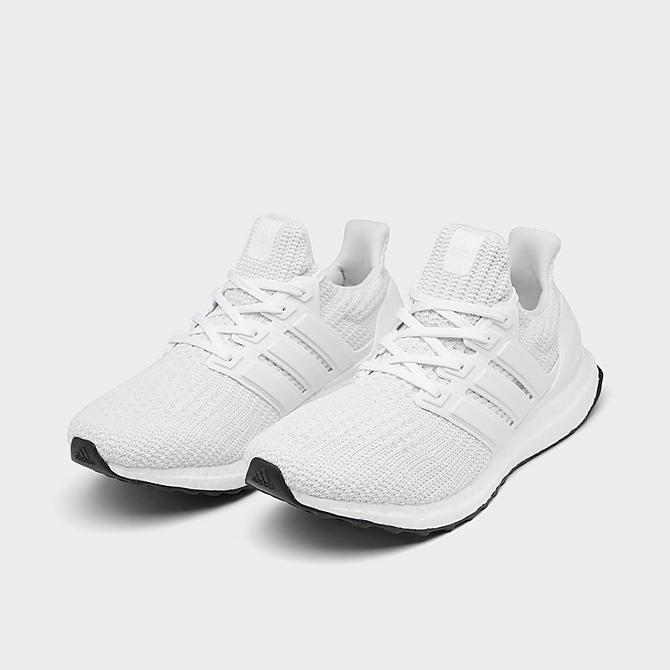 Three Quarter view of Women's adidas UltraBOOST DNA Running Shoes in White/White/Black Click to zoom
