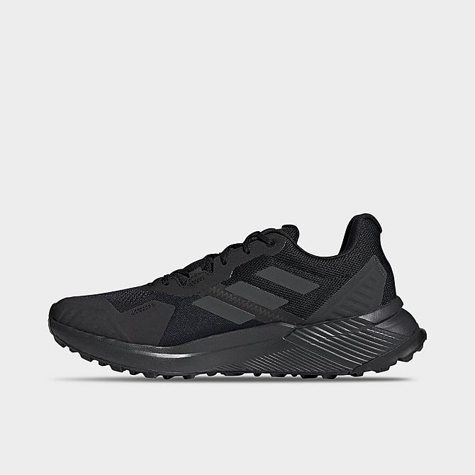 Front view of Men's adidas Terrex Soulstride Running Shoes in Core Black/Carbon/Grey Six Click to zoom