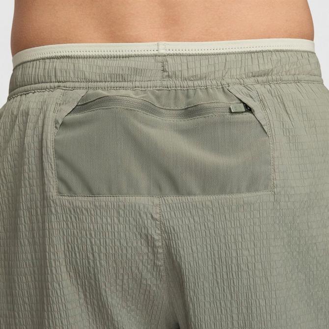 [angle] view of Men's Nike Stride Running Division Dri-FIT Seersucker 5" Brief-Lined Shorts in Dark Stucco/Light Bone Click to zoom