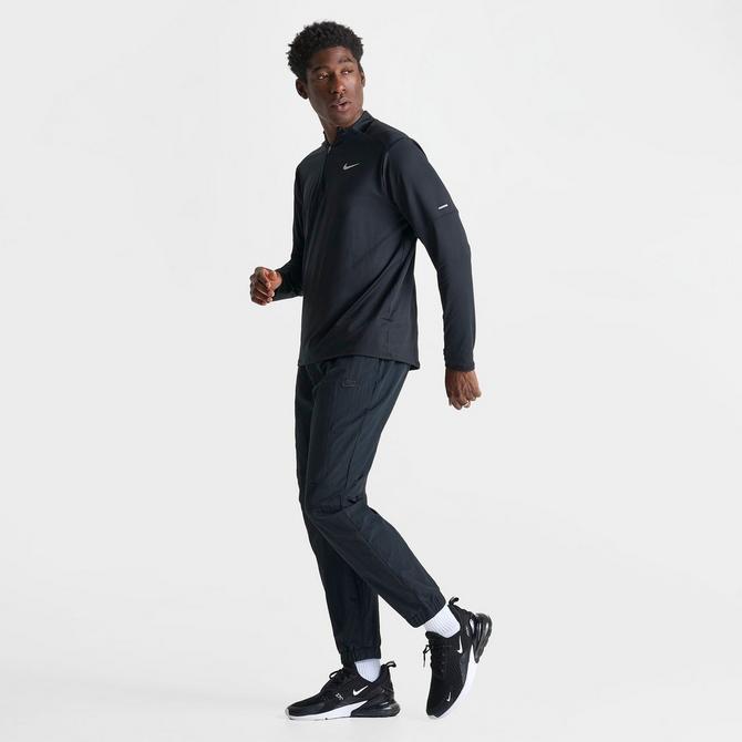 [angle] view of Men's Nike Tech Woven Straight Leg Pants in Black/Black Click to zoom