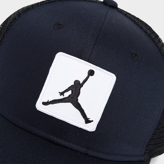 Bottom view of Jordan Rise Trucker Hat in Black/White Click to zoom