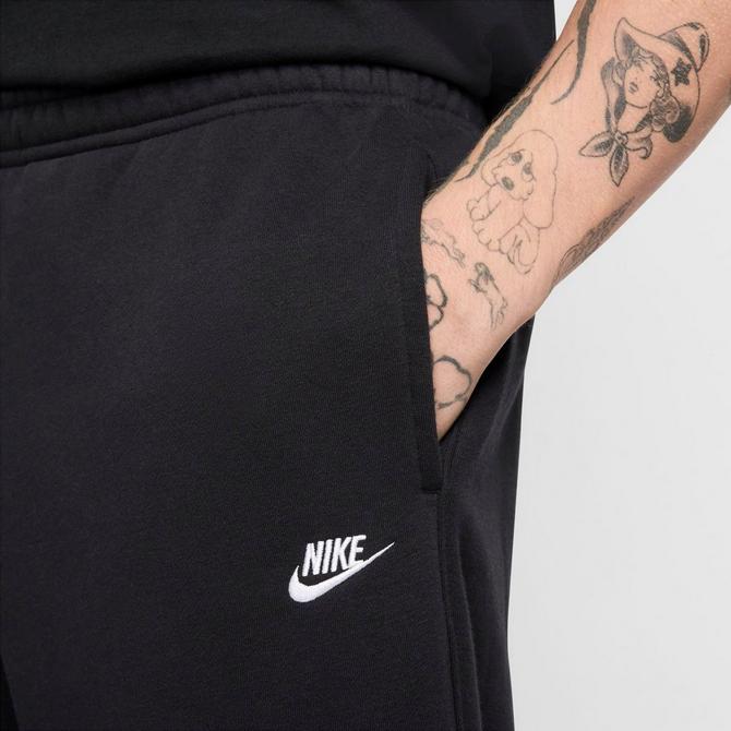 [angle] view of Men's Nike Club Fleece Bungee Sweatpants in Black/Black/White Click to zoom