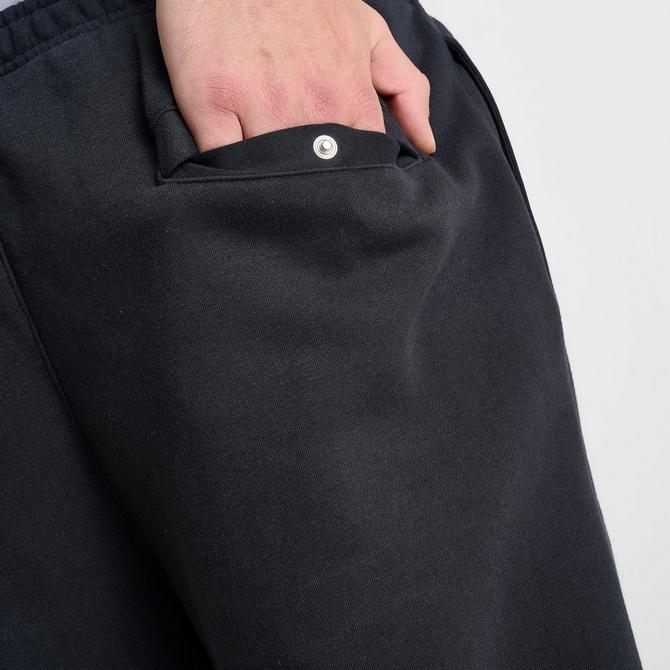 [angle] view of Men's Nike Club Fleece Bungee Sweatpants in Black/Black/White Click to zoom