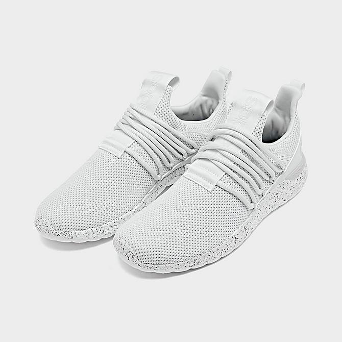 Three Quarter view of Men's adidas Essentials Lite Racer Adapt 3.0 Slip-On Casual Shoes in Cloud White/Cloud White/Dash Grey Click to zoom