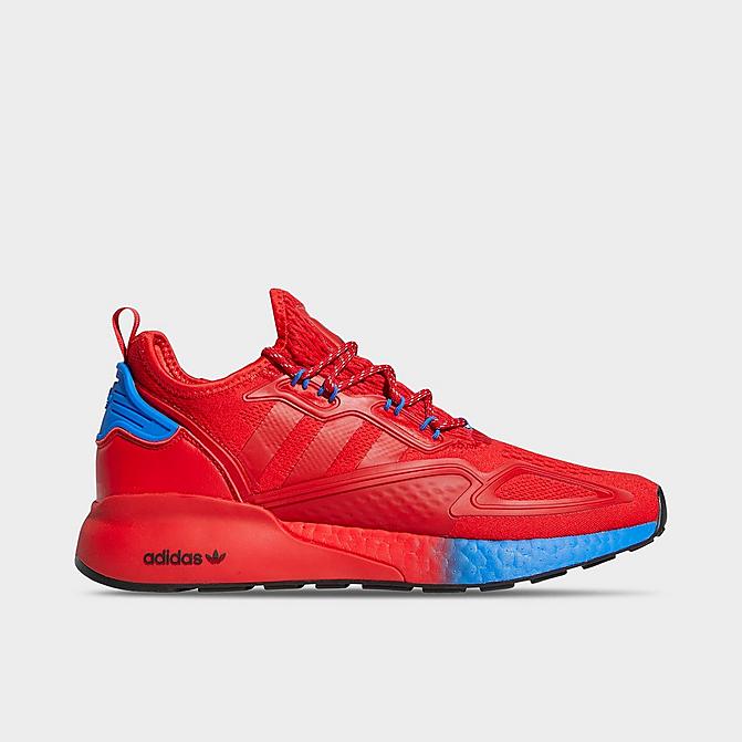 Right view of Men's adidas Originals x Ninja ZX 2K BOOST Running Shoes in Scarlet/Scarlet/Blue Click to zoom
