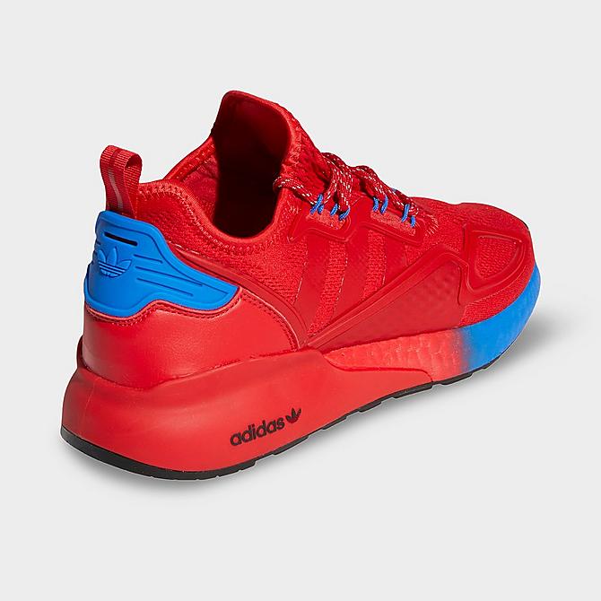 Left view of Men's adidas Originals x Ninja ZX 2K BOOST Running Shoes in Scarlet/Scarlet/Blue Click to zoom
