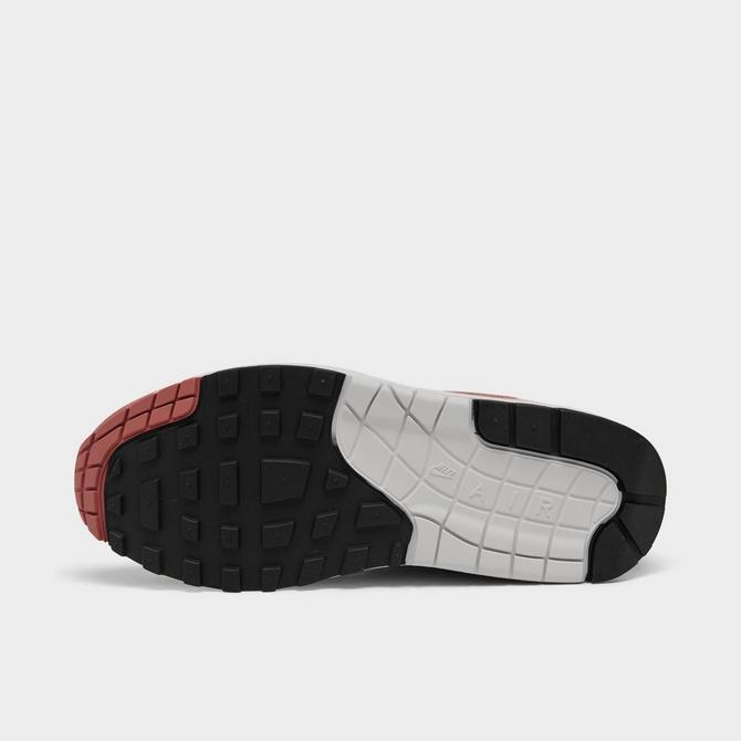 Bottom view of Women's Nike Air Max 1 '87 Casual Shoes in White/Canyon Pink/Summit White/Black Click to zoom