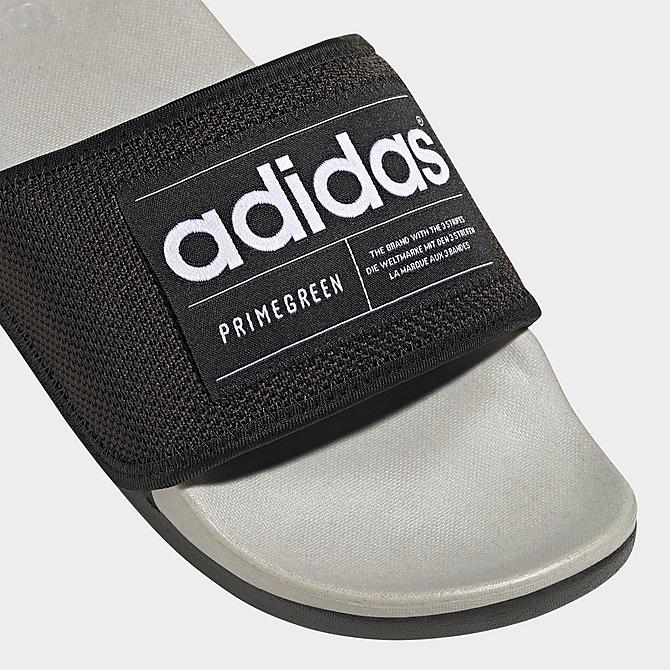 Front view of Men's adidas Adilette Printed Comfort Slide Sandals in Black/White/Grey Click to zoom