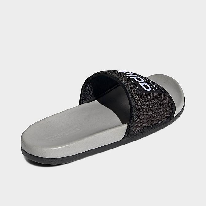 Left view of Men's adidas Adilette Printed Comfort Slide Sandals in Black/White/Grey Click to zoom