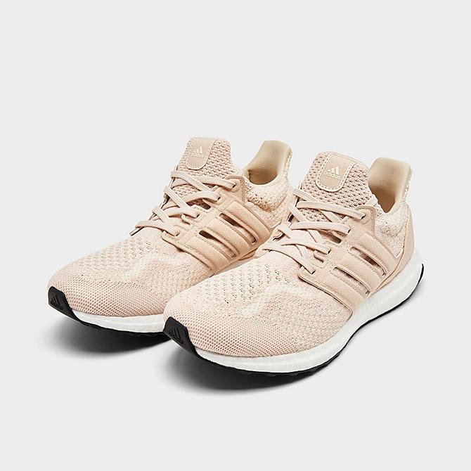 Three Quarter view of Women's adidas UltraBOOST 5.0 DNA Running Shoes in Halo Ivory/Halo Ivory/Cream White Click to zoom
