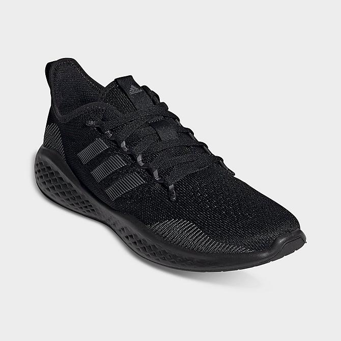 Three Quarter view of Men's adidas Fluidflow 2.0 Running Shoes in Black/Grey/Black Click to zoom