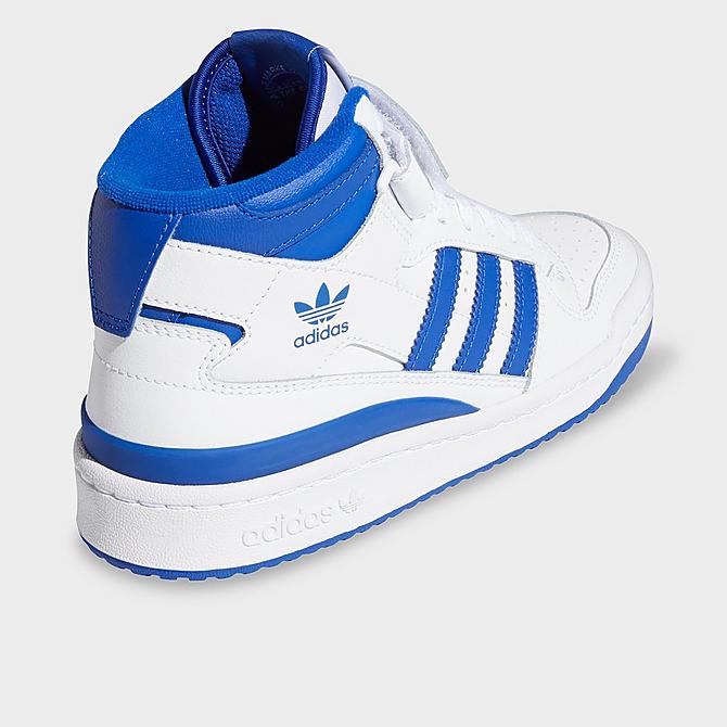 Left view of Big Kids' adidas Originals Forum Mid Casual Shoes in Cloud White/Royal Blue/Cloud White Click to zoom