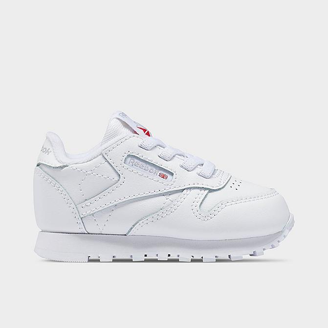 Right view of Kids' Toddler Reebok Classic Leather Stretch Lace Casual Shoes in Footwear White Click to zoom