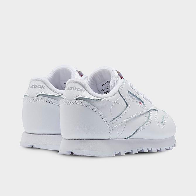 Left view of Kids' Toddler Reebok Classic Leather Stretch Lace Casual Shoes in Footwear White Click to zoom