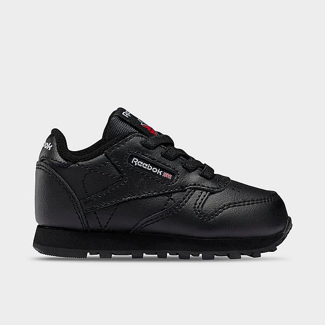 Right view of Kids' Toddler Reebok Classic Leather Stretch Lace Casual Shoes in Core Black/Core Black/Core Black Click to zoom