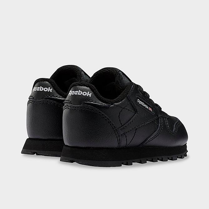 Left view of Kids' Toddler Reebok Classic Leather Stretch Lace Casual Shoes in Core Black/Core Black/Core Black Click to zoom