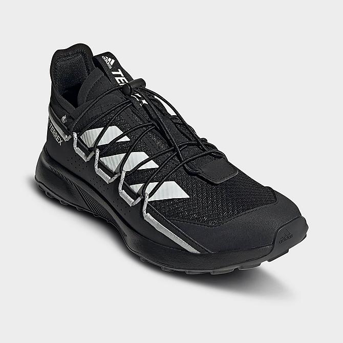 Three Quarter view of Men's adidas Terrex Voyager 21 Outdoor Shoes in Black/Chalk White/Grey Click to zoom