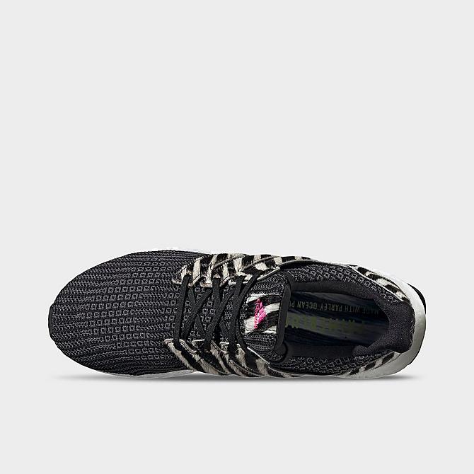 Back view of adidas UltraBOOST DNA Zebra Running Shoes in Black/White/Shock Pink Click to zoom