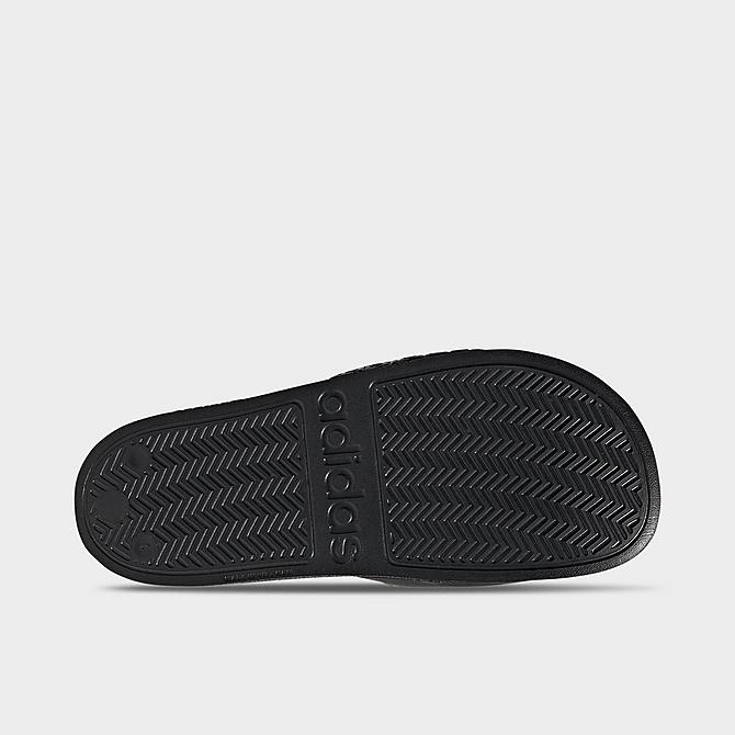 Bottom view of Women's adidas Adilette Shower Slide Sandals in Black/Black/Black Click to zoom
