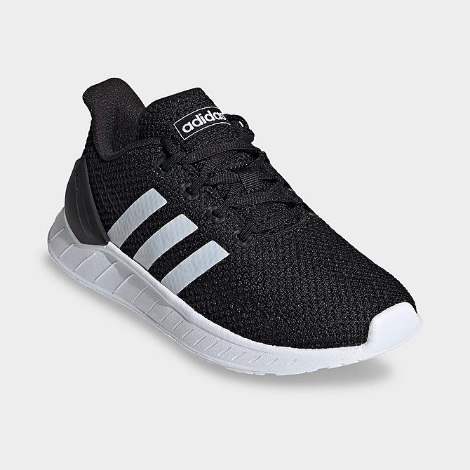 Three Quarter view of Big Kids' adidas Questar Flow NXT Running Shoes in Black/White/Black Click to zoom