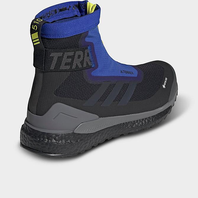 Left view of Men's adidas Terrex Free Hiker Cold.RDY Hiking Boots in Black/Black Blue Metallic/Bold Blue Click to zoom