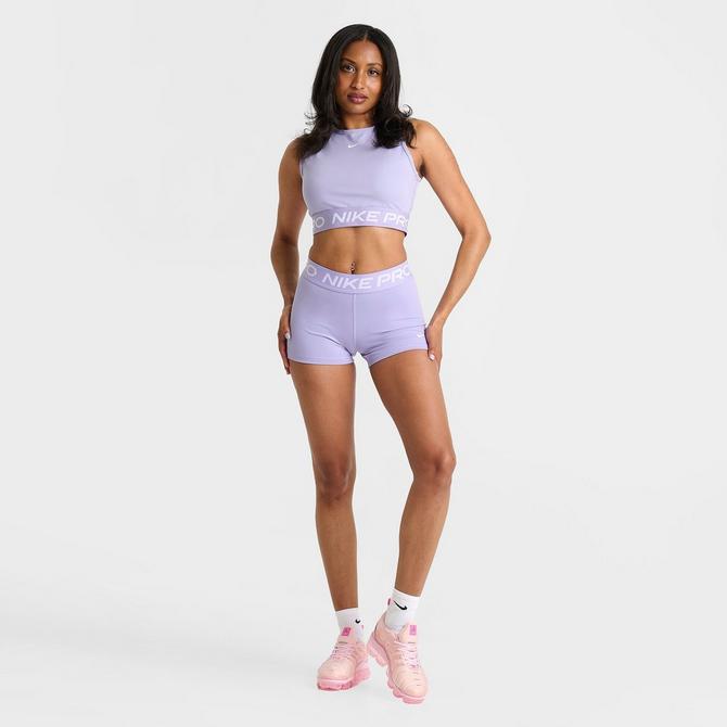 [angle] view of Women's Nike Pro Dri-FIT Crop Tank in Lilac Ice/White Click to zoom