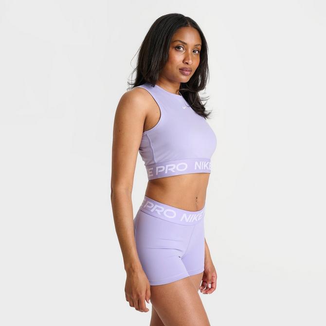 [angle] view of Women's Nike Pro Dri-FIT Crop Tank in Lilac Ice/White Click to zoom