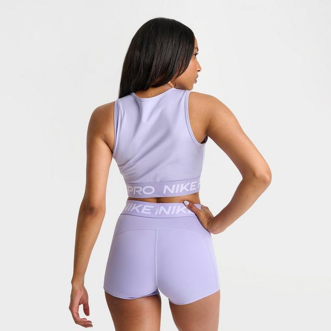 [angle] view of Women's Nike Pro Dri-FIT Crop Tank in Lilac Ice/White Click to zoom
