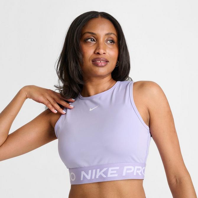 [angle] view of Women's Nike Pro Dri-FIT Crop Tank in Lilac Ice/White Click to zoom