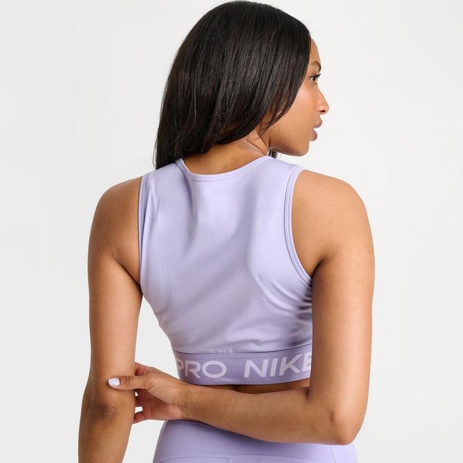 [angle] view of Women's Nike Pro Dri-FIT Crop Tank in Lilac Ice/White Click to zoom