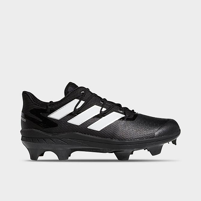Right view of Men's adidas Adizero Afterburner 9 Pro TPU Baseball Cleats in Black/White/Silver Metallic Click to zoom