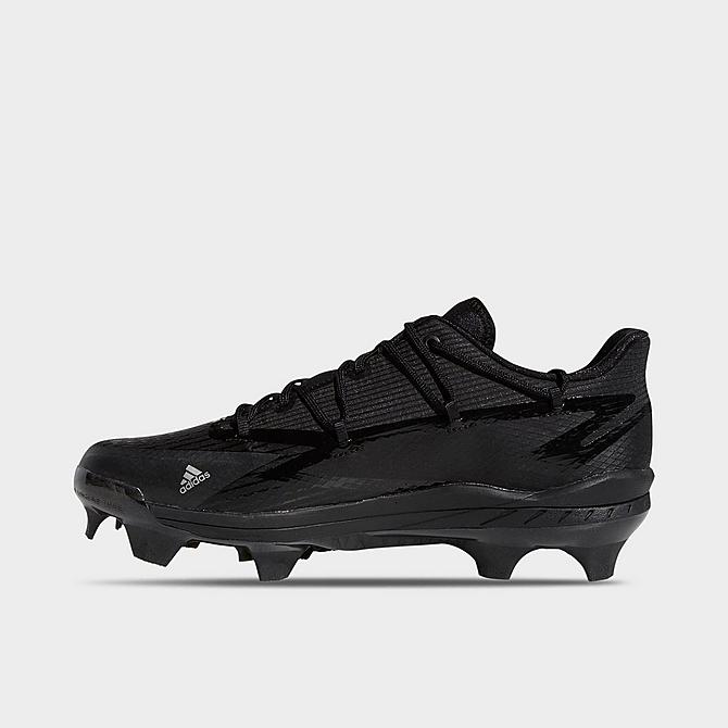 Front view of Men's adidas Adizero Afterburner 9 Pro TPU Baseball Cleats in Black/White/Silver Metallic Click to zoom