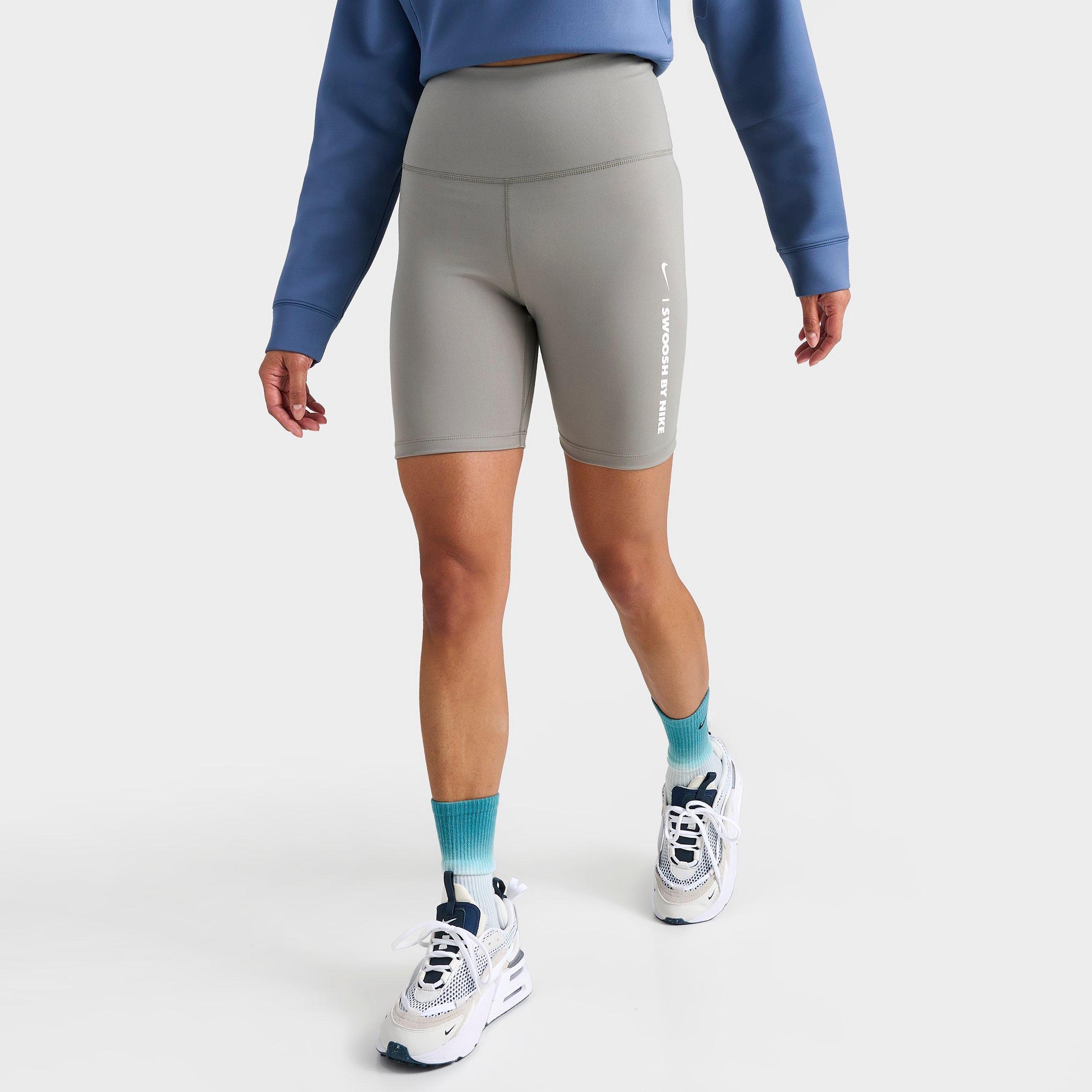Front view of Women's Nike One Swoosh High-Waisted 7" Biker Shorts in Dark Stucco/Sail Click to zoom