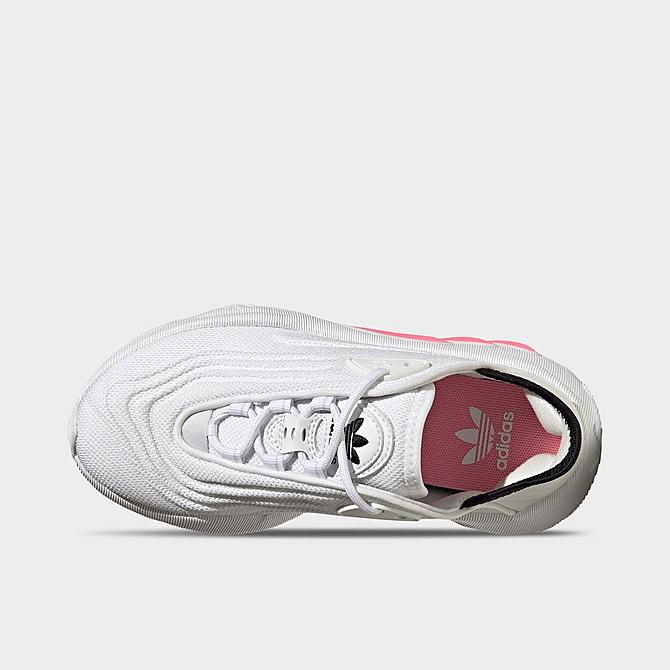Back view of Big Kids' adidas Originals Adifom SLTN Casual Shoes in White/Beam Pink/Grey Click to zoom