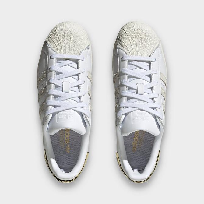 adidas superstars womens white and silver