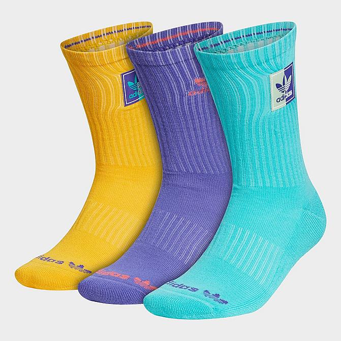 Front view of Men's adidas Originals Split Label Crew Socks (3-Pack) in Multi-Color Click to zoom