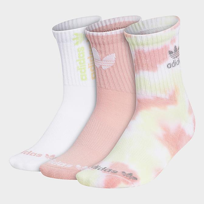 Front view of Women's adidas Originals Color Wash Quarter Socks (3-Pack) in Light Pink Click to zoom