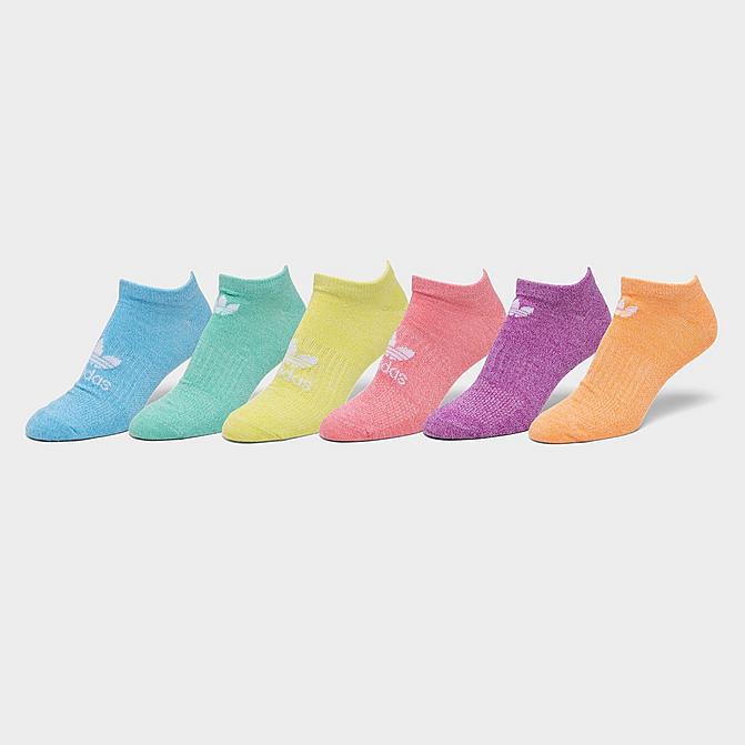 Front view of Women's adidas Originals Classic Superlite No-Show Socks (6 Pack) in Multicolor Click to zoom