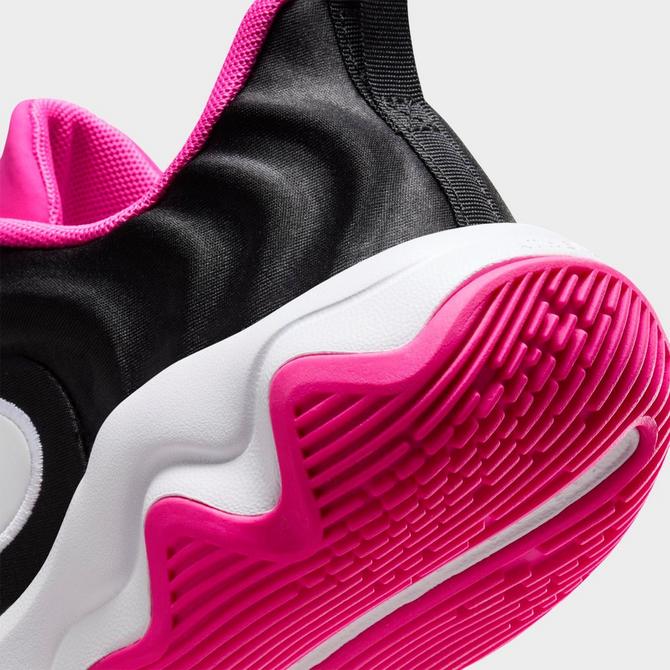 Front view of Big Kids’ Nike Giannis Immortality 4 Basketball Shoes in Black/Laser Fuchsia/White Click to zoom