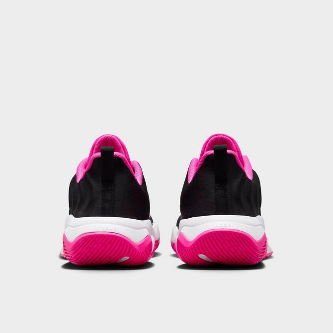 Left view of Big Kids’ Nike Giannis Immortality 4 Basketball Shoes in Black/Laser Fuchsia/White Click to zoom